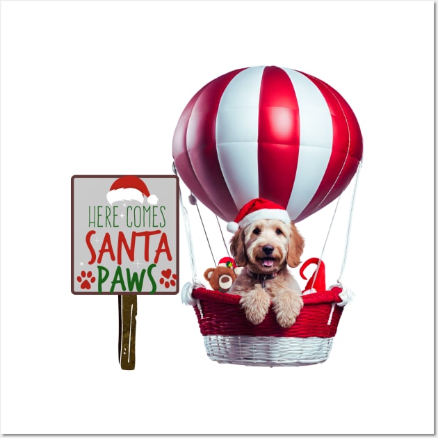 Here Comes Santa Paws in Hot Air Balloon Wall Art by Doodle and Things